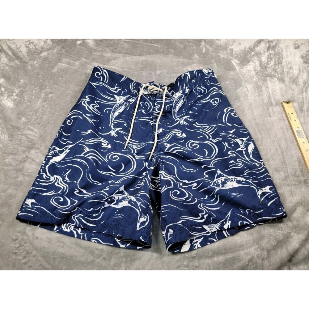 Nautica lined‎ Board shorts Mens Large Blue Pockets,Fish Marlins Swim Trunks